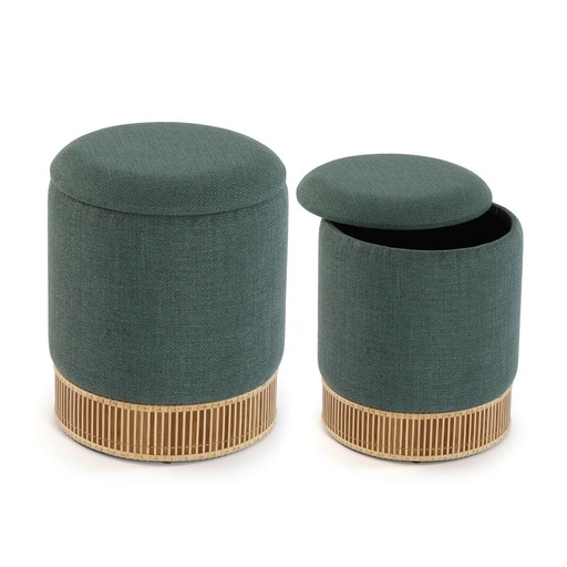 Detachable Pouffe Versa Green Bamboo MDF Wood