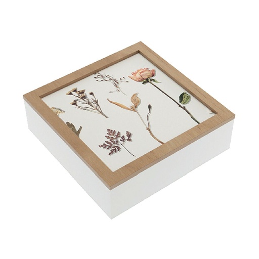 Caja Decorativa Versa Madera MDF Flores