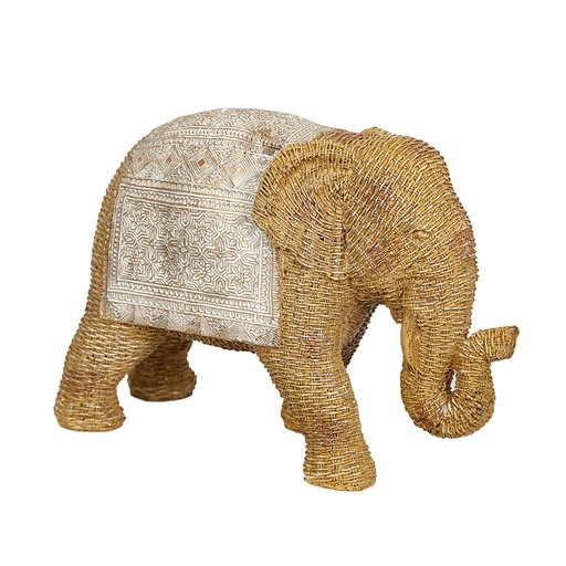 Figura Decorativa Romimex Beige Natural Elefante Ratán