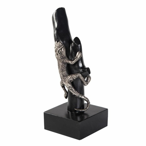 Figura Decorativa Alexandra House Living Negro Plateado Lagarto 17 x 32 x 13 cm