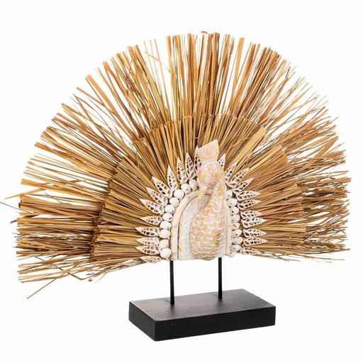 Decorative Figure Alexandra House Living Black Natural Peacock 53 x 12 x 64 cm