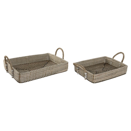 Juego de Cestas Home ESPRIT Fibra natural Natural Urbano 41 x 32 x 16 cm