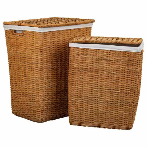 Cesto para la Ropa Sucia Alexandra House Living Marrón Poliéster Ratán 33 x 59 x 47 cm 51 x 40 x 26 cm 2 Piezas