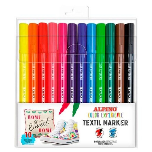 Set of Felt Tip Pens Alpino Multicolour Textile 10 Units