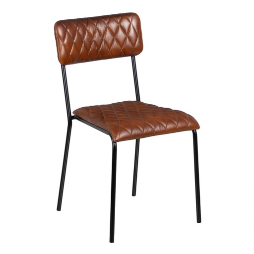 Dining Chair Brown Black Leather Iron 45 x 53 x 86 cm