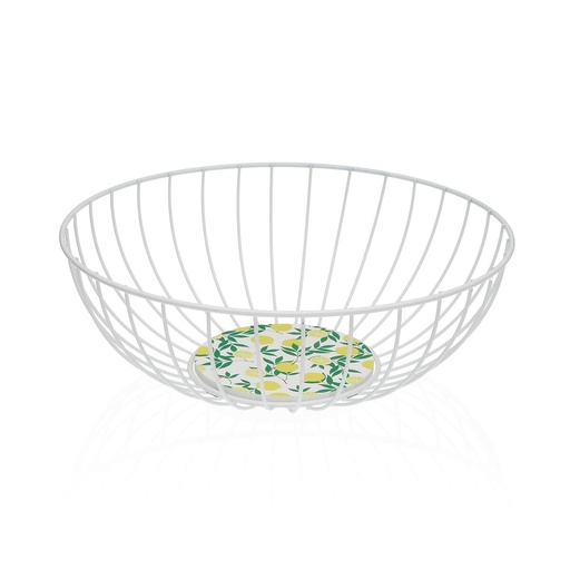 Cesta Multiusos Versa Blanco Metal Acero Madera MDF 28 x 11 x 28 cm