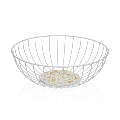 Cesta Multiusos Versa Blanco Metal Acero Madera MDF 28 x 11 x 28 cm