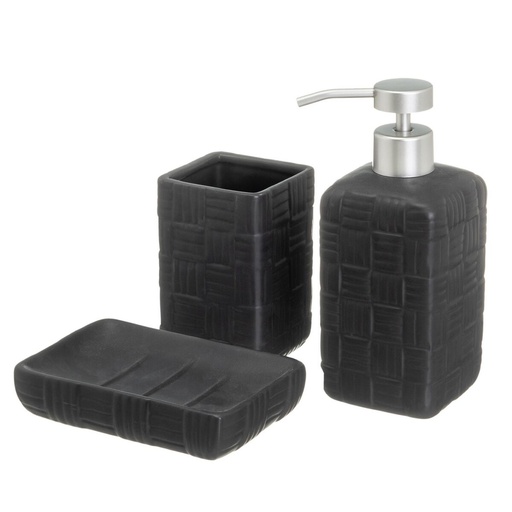 Bath Set Black Ceramic 14 x 10 x 20 cm