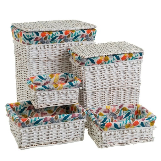 Cesto para la Ropa Blanco Mimbre 47 x 35 x 55 cm