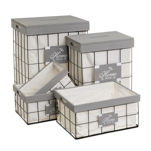 Cesto para la Ropa Gris Poliéster Hierro Madera MDF 800 ml 2 L 3 L 6 L 1,2 L 42 x 31 x 54 cm