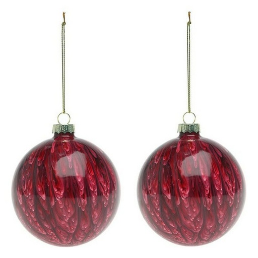 Bolas de Navidad (2 pcs) 113572 Marrón Rojo 8 cm (2 Unidades)