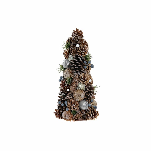 Árbol de Navidad DKD Home Decor Blanco Plateado Natural PVC Piñas Nevado 19 x 19 x 38 cm