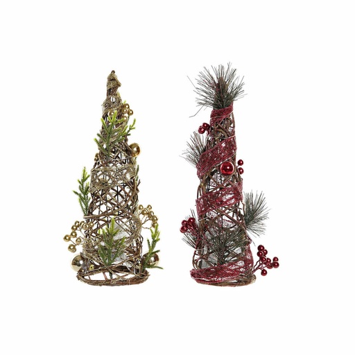 Árbol de Navidad DKD Home Decor Rojo Verde Dorado 16 x 16 x 41 cm Plástico (2 Unidades)