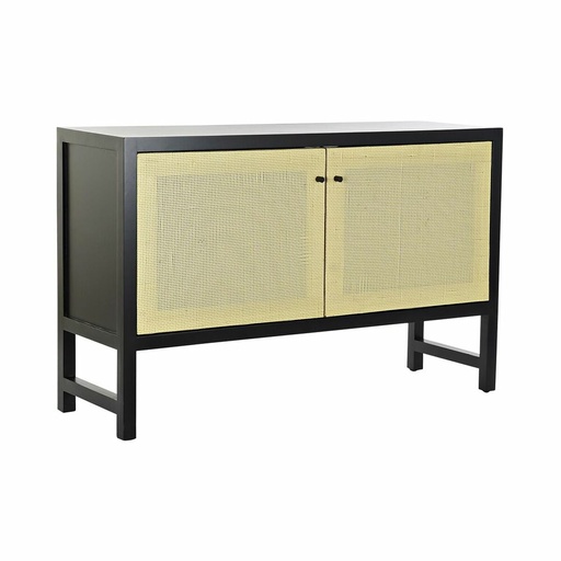 Sideboard DKD Home Decor   Black Natural Rattan Fir 120 x 38 x 76 cm
