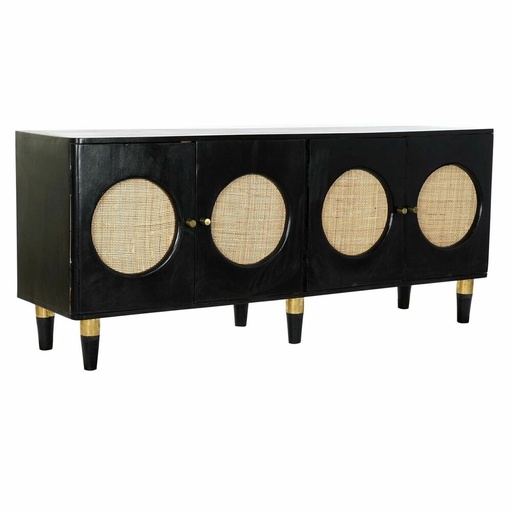 Sideboard DKD Home Decor   Black Natural Rattan Mango wood 150 x 40 x 65 cm