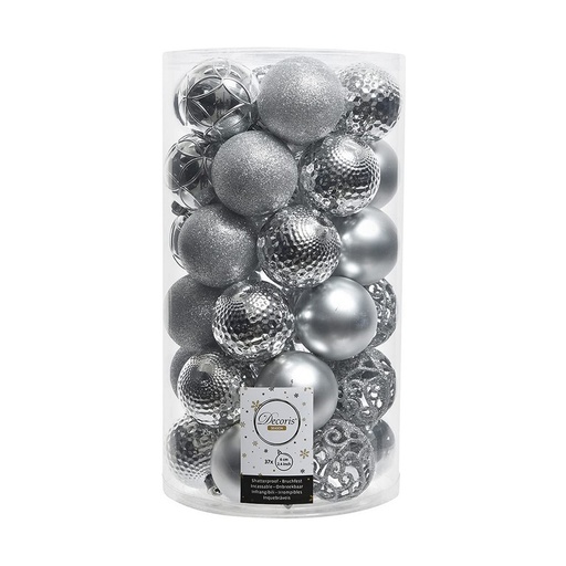 Christmas Baubles Decoris Silver 37 Pieces