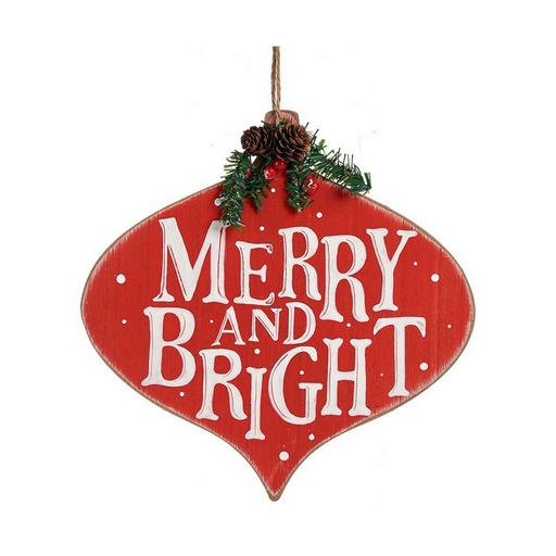 Hanging decoration Krist+ Merry and  Bright White Red Green Plastic MDF Wood 30 x 3,5 x 30 cm