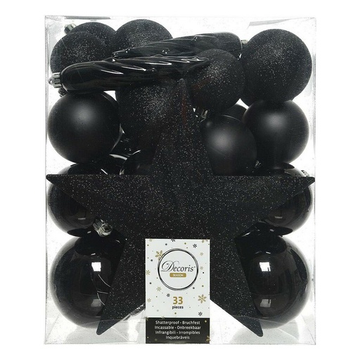 Bolas de Navidad Decoris Negro Plástico