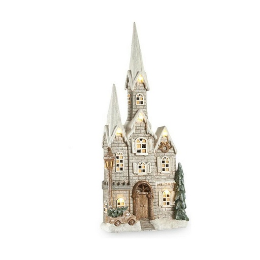 Christmas bauble Krist+ CC2187107 White Brown Green Grey House Christmas 20 x 125 x 55 cm LED Light Music
