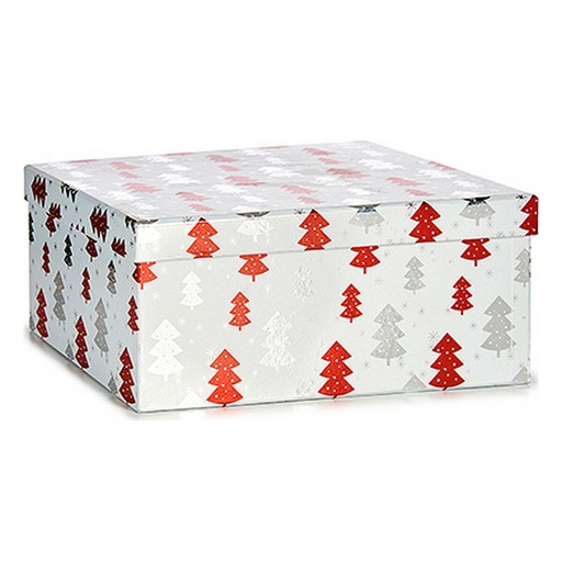 Gift Box Krist+ White Red Silver Christmas Christmas Tree 28,5 x 17 x 37,5 cm