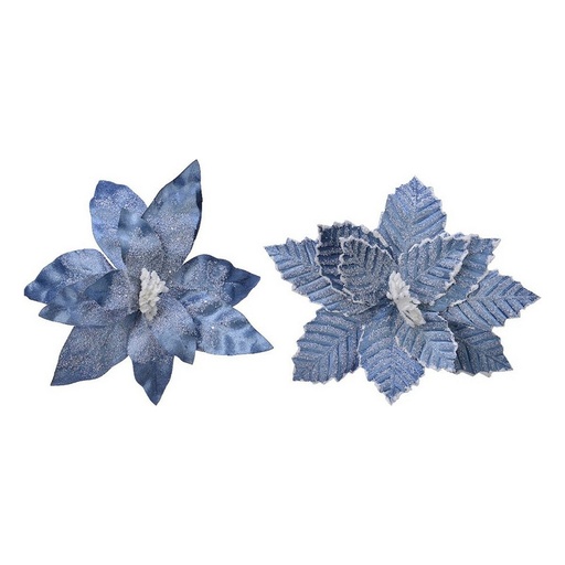 Flor Decorativa Azul Navidad