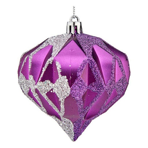 Bolas de Navidad Krist+ 00898 Morado Plateado Plástico Diamante Ø 8 cm 6 Unidades