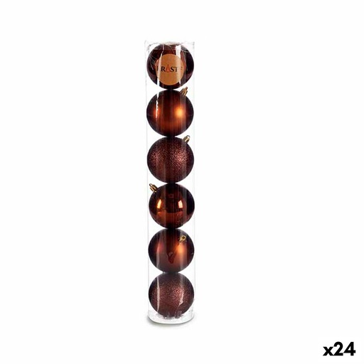 Set of Christmas balls Krist+ 00782 Brown Plastic Ø 8 cm (24 Units)