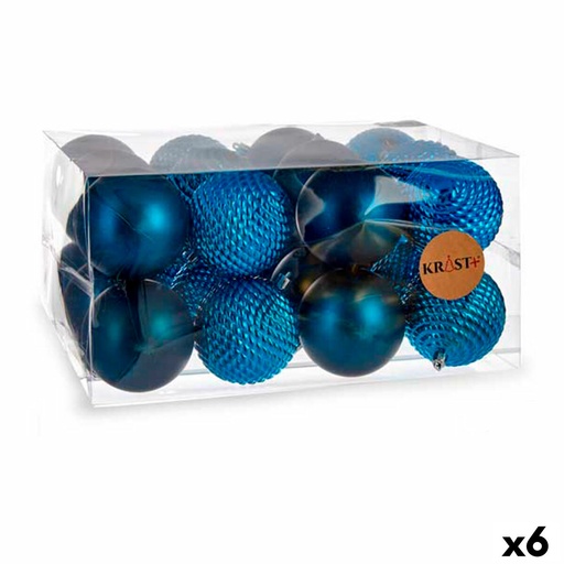 Set de Bolas de Navidad Krist+ 00927 Azul Plástico Ø 8 cm (6 Unidades)