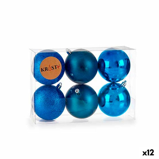 Set de Bolas de Navidad Krist+ 00771 Azul Plástico (12 Unidades)