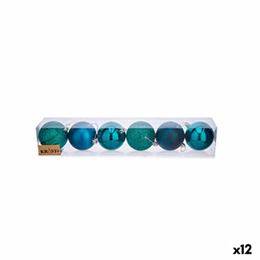 Set de Bolas de Navidad Krist+ 00831 Azul Plástico Ø 7 cm (12 Unidades)