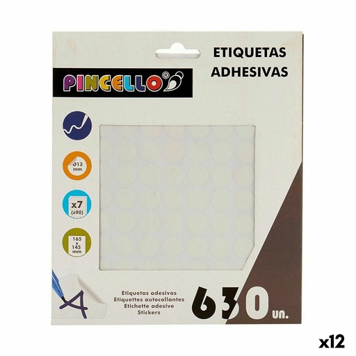 Etiquetas adhesivas Pincello 1711074 Blanco Ø 13 mm (12 Unidades)