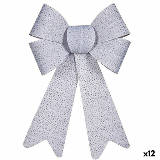 Lazo Krist+ HJ1-12012 Plateado Puntos 16 x 24 x 4 cm Adorno Navideño (12 Unidades)