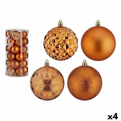 Set de Bolas de Navidad 8 cm Naranja PVC (4 Unidades)