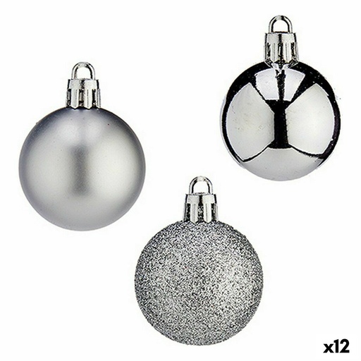 Set de Bolas de Navidad Krist+ K1912485-4 Plateado Plástico 4 cm (12 Unidades)