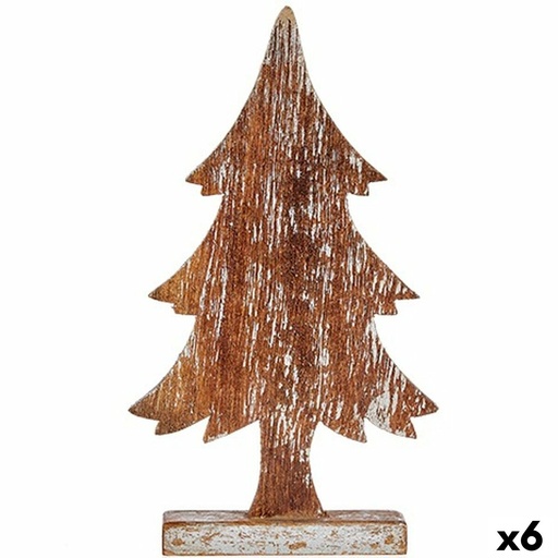 Figura Decorativa Árbol de Navidad Plateado Madera 5 x 39 x 21 cm (6 Unidades)