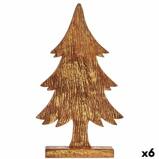 Figura Decorativa Árbol de Navidad Dorado Madera 5 x 39 x 22 cm (6 Unidades)