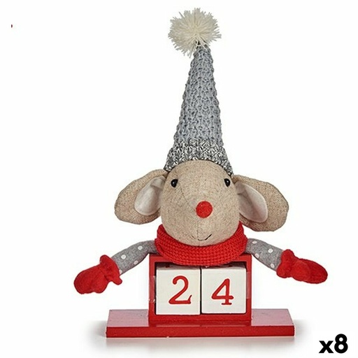 Adorno Navideño Krist+ FG18-0705C-R Blanco Rojo Gris Crema Ratón 20 x 11 x 20 cm Calendario (8 Unidades)