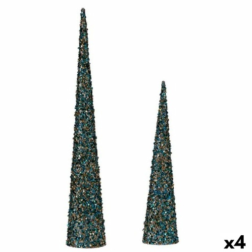 Christmas bauble Krist+ 193YYX38-MNCA-6 Blue Golden Cones 9,5 x 60 x 9,5 cm Sequins (4 Units)