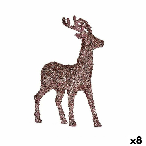 Christmas Reindeer Krist+ R201-068Z-2 Pink Golden Christmas Reindeer 15 x 45 x 30 cm Glitter (8 Units)
