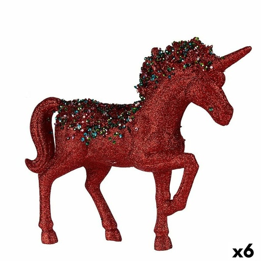 Figura Decorativa Krist+ 7239/16-12.5-WPN3-7 Azul Rojo Unicornio 9,5 x 31 x 40 cm (6 Unidades)