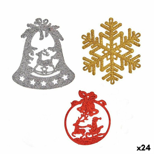 Christmas Decorations Set Krist+ 00507 Red Golden Silver Plastic (24 Units)