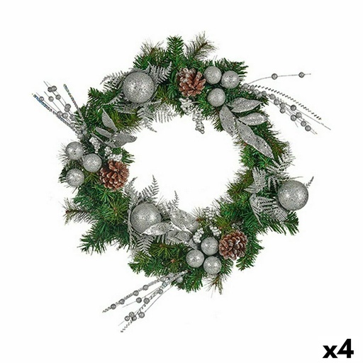Advent wreathe Krist+ K1912698-1 Green Silver 60 x 13 x 60 cm (4 Units)