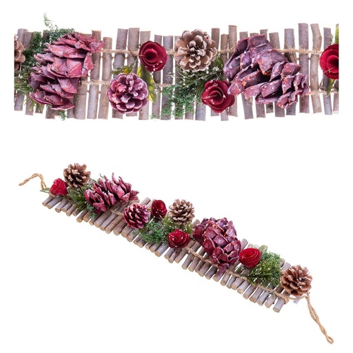 Door Hanger Red Multicolour Rattan Plastic Foam Pineapples Christmas 50 x 10 x 6 cm