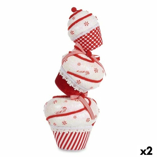 Christmas bauble Krist+ D012131589-1MUL White Red Tower Cake 20 x 50 x 20 cm (2 Units)