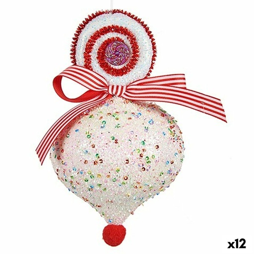 Christmas bauble Krist+ 64814836 White Red Teardrop 11 x 17 x 11 cm (12 Units)