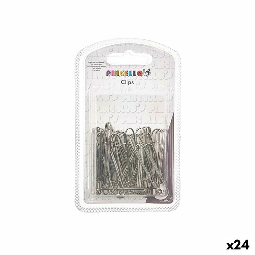 Clips Pincello 383 Plateado Metal Grande (24 Unidades)