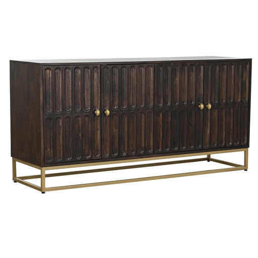 Sideboard Home ESPRIT Golden Dark brown Metal Mango wood 157,5 x 47 x 76,2 cm