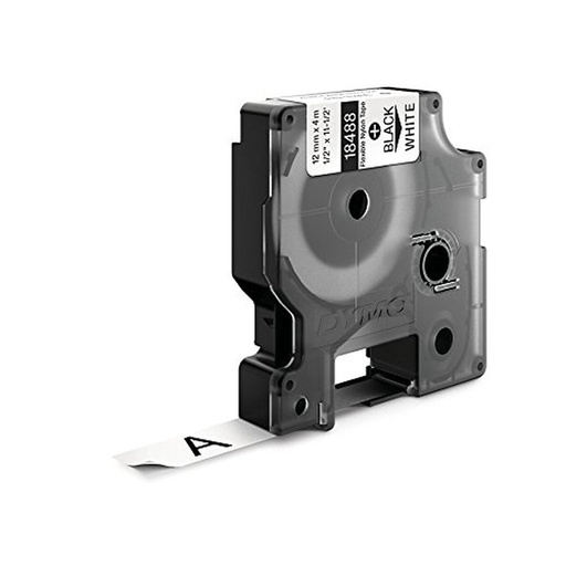 Cinta Laminada para Rotuladoras Dymo 18488 Blanco Negro/Blanco 12 mm