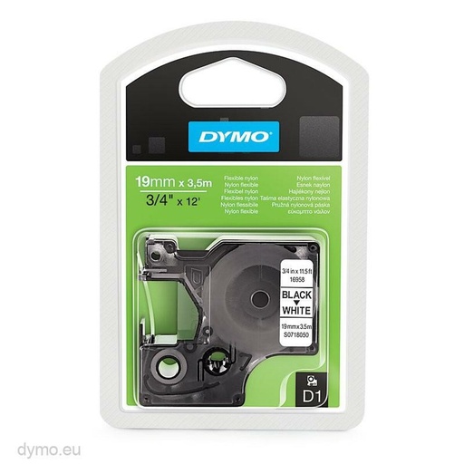 Cinta Laminada para Rotuladoras Dymo 16958 Blanco Negro 19 mm x 3,5 m