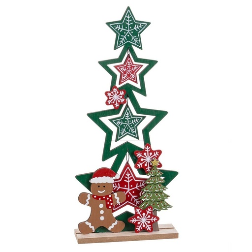 Árbol de Navidad Multicolor Madera Estrellas 18 X 4,5 X 36,5 CM